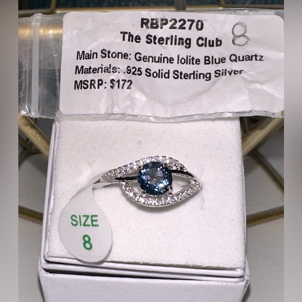 Genuine Lolite Blue Quarts on .925 Solid Sterling Silvee